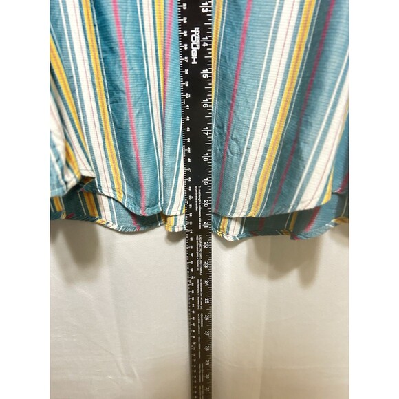 Maeve by Anthropologie Womens M Turquoise Striped Balloon Sleeve Top - Picture 4 of 10